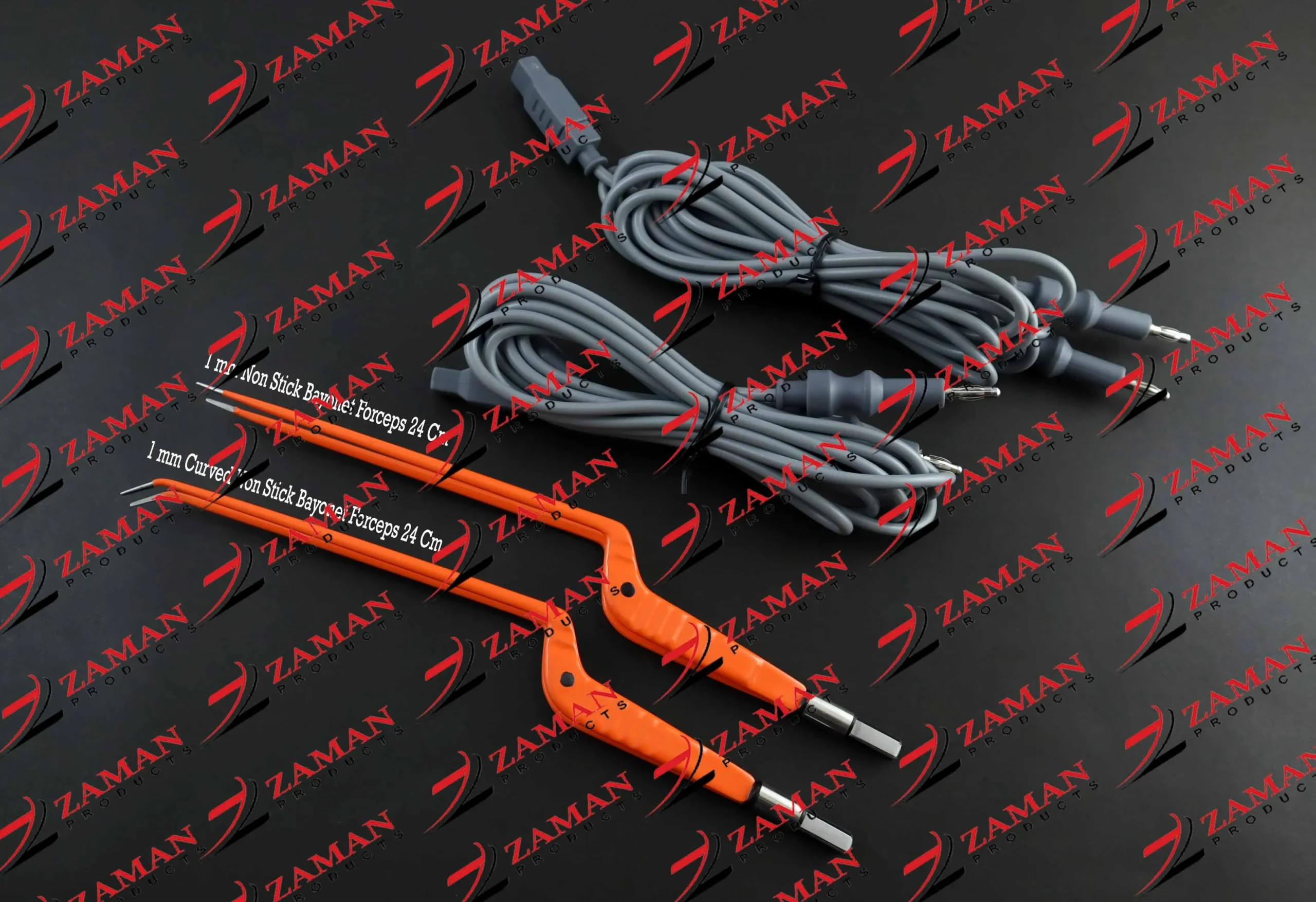 European Bayonet Non Stick Bipolar Forceps & Cables (2 pcs + 2 Cords Set ) By Zaman Products