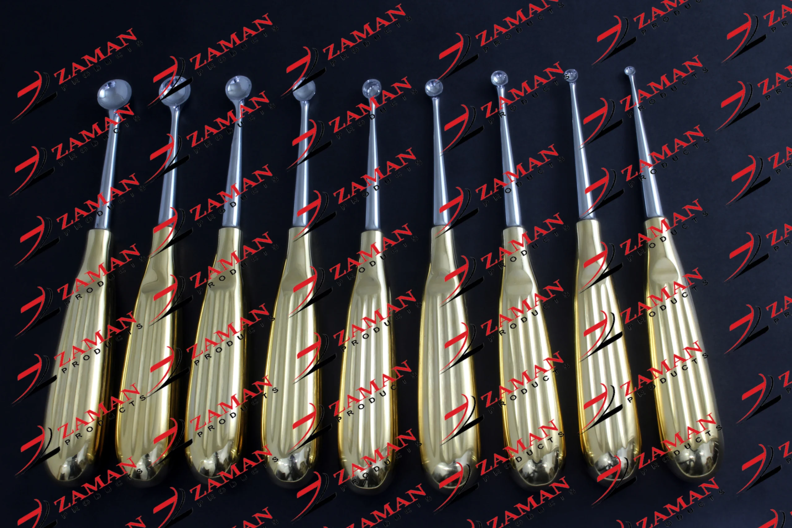 Bruns Curette Bone Curette Bundle Straight 17 cm Fig 000-6 9 PCs Set By Zaman products