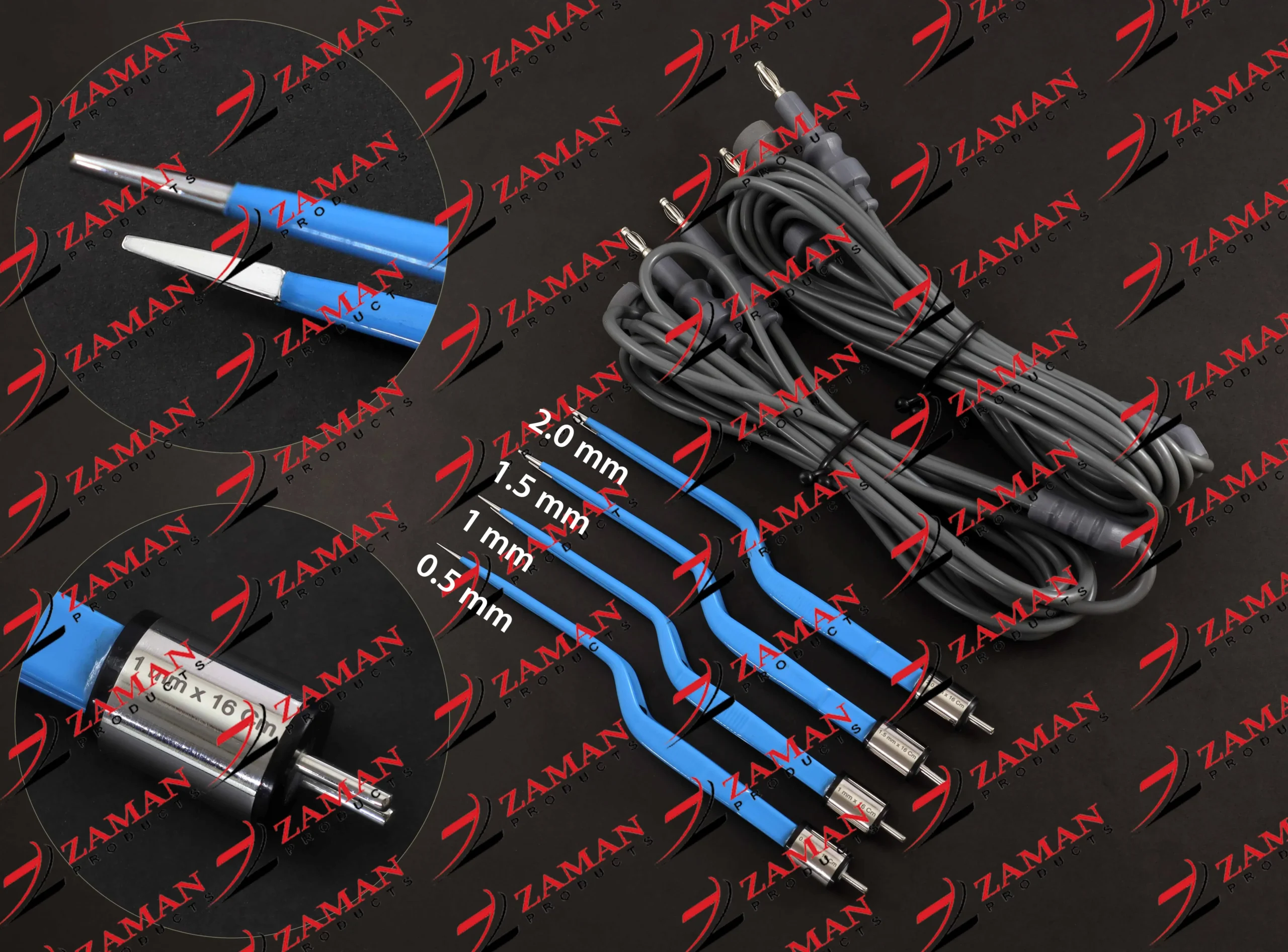 American Bipolar Bayonet Forceps 0.5,1,1.5,2 mm ( 4 pcs + 2 Cords Set ) 16 CM