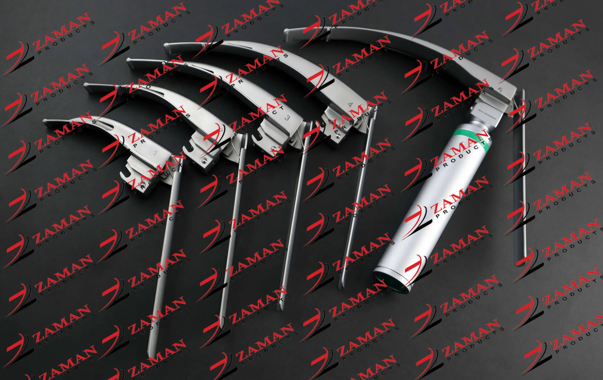 GERMAN-MCCOY FLEXI-TIP FIBEROPTIC LED Laryngoscope SET- MAC # 1 & 2 & 3 & 4 & 5 + HANDLE