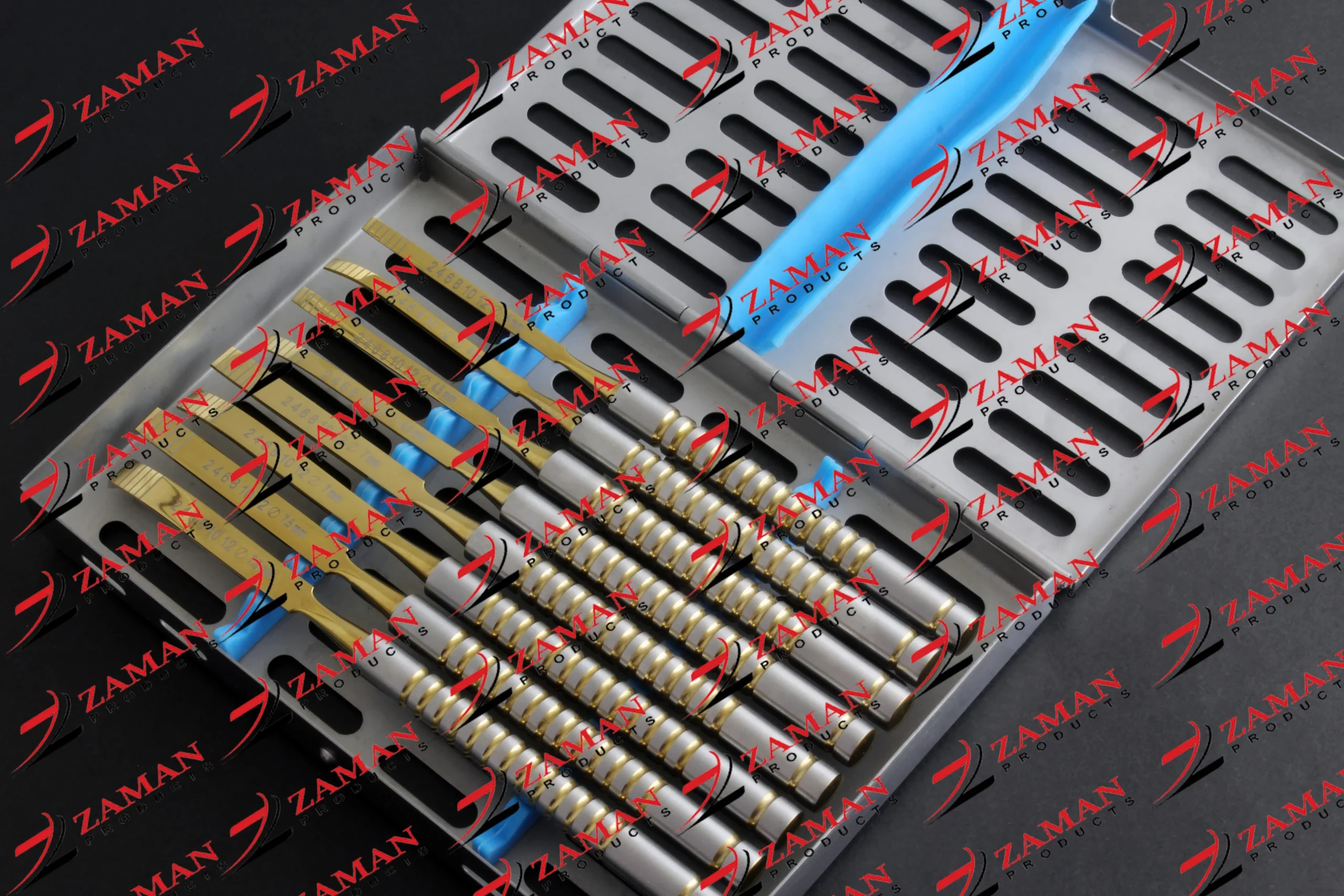 Ridge Splitting Bone Chisels Periodontal Gold & silver 8 PCs Set With Kit Dental - Image 2