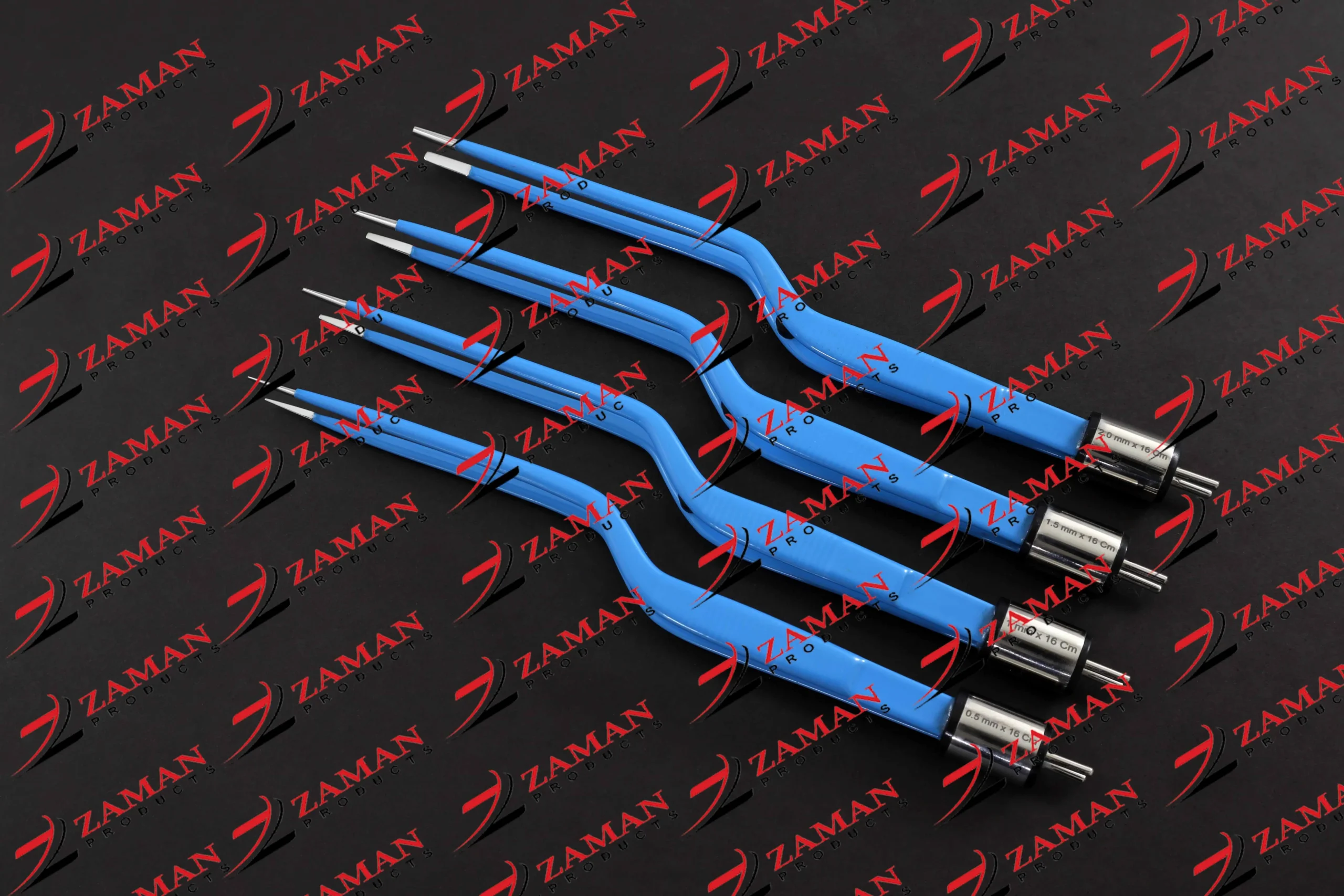 American Bipolar Bayonet Forceps 0.5,1,1.5,2 mm ( 4 pcs + 2 Cords Set ) 16 CM - Image 3