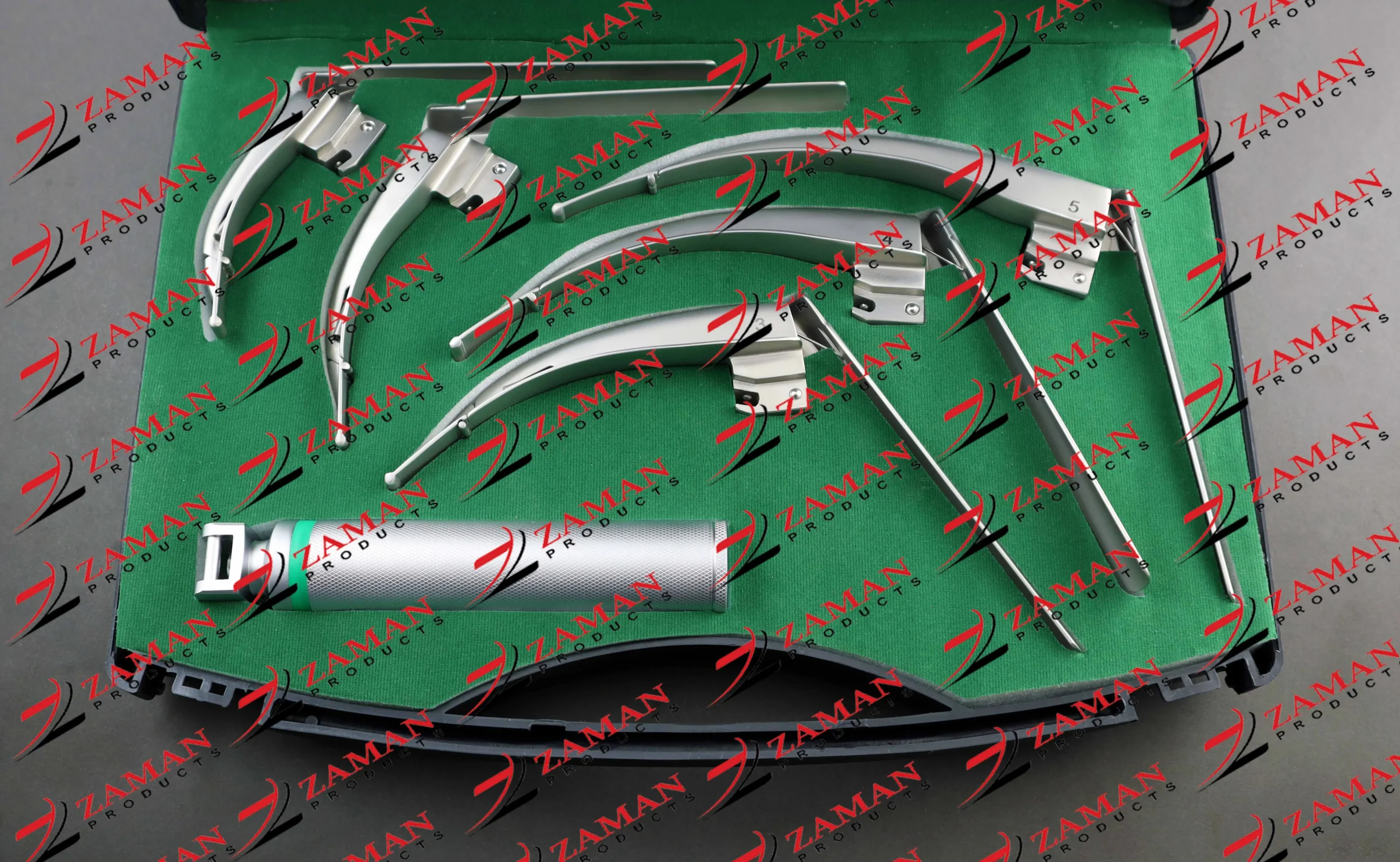 GERMAN-MCCOY FLEXI-TIP FIBEROPTIC LED Laryngoscope SET- MAC # 1 & 2 & 3 & 4 & 5 + HANDLE - Image 2