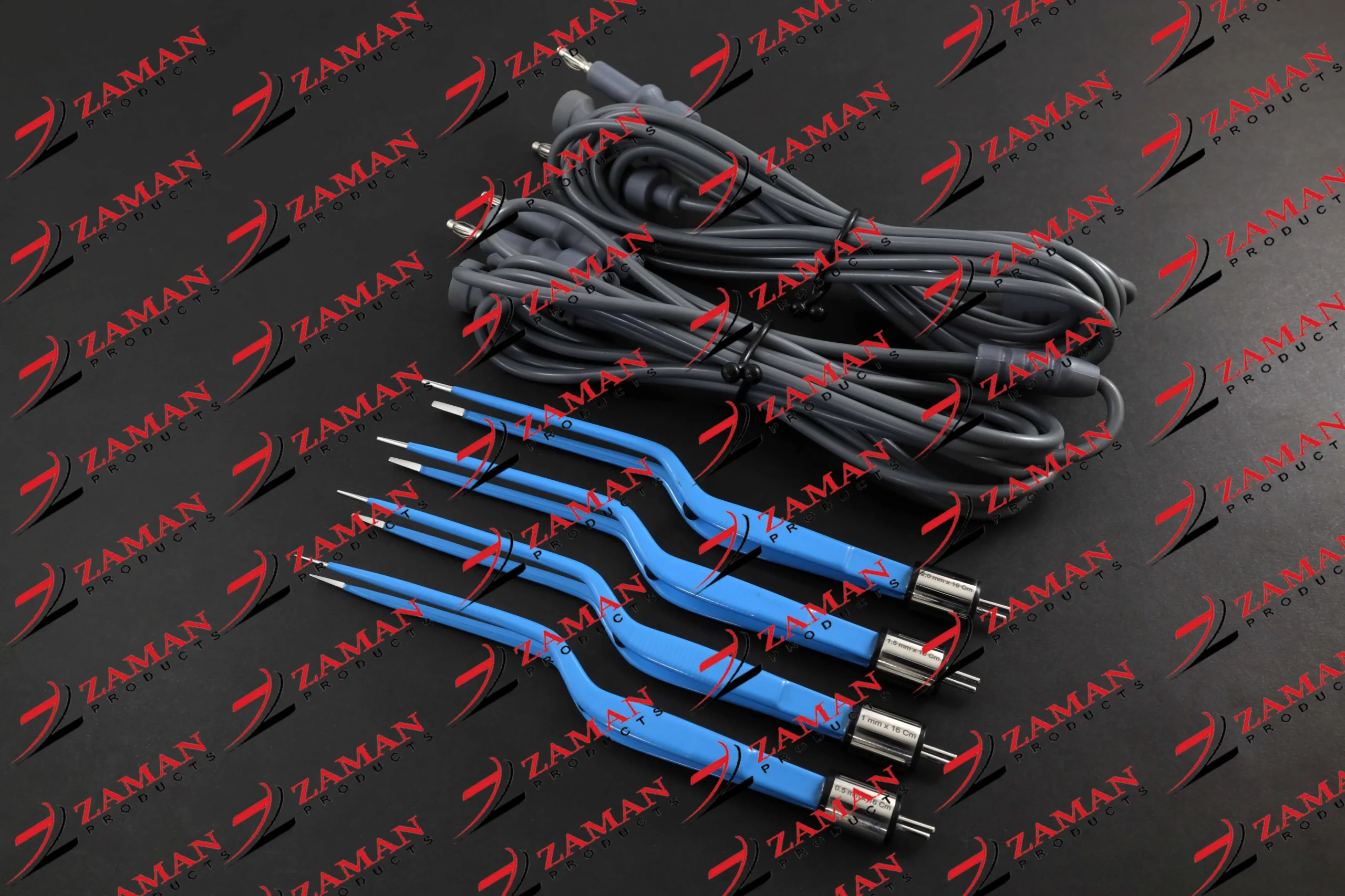 American Bipolar Bayonet Forceps 0.5,1,1.5,2 mm ( 4 pcs + 2 Cords Set ) 16 CM - Image 5