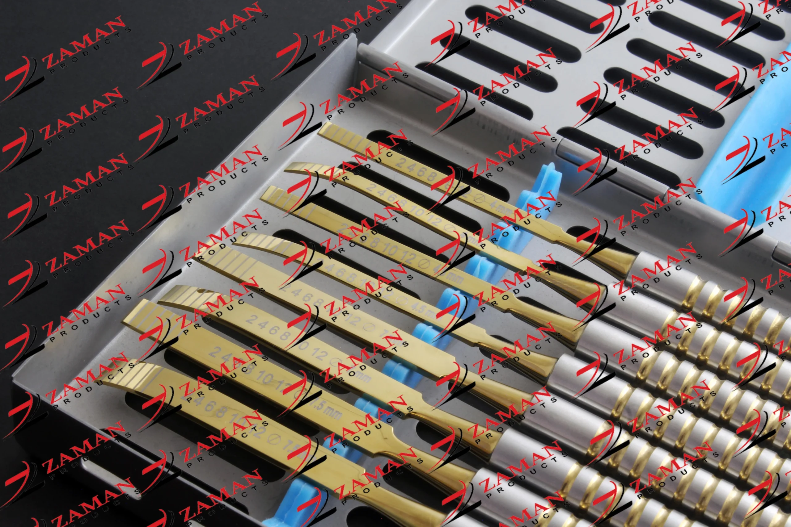 Ridge Splitting Bone Chisels Periodontal Gold & silver 8 PCs Set With Kit Dental - Image 4