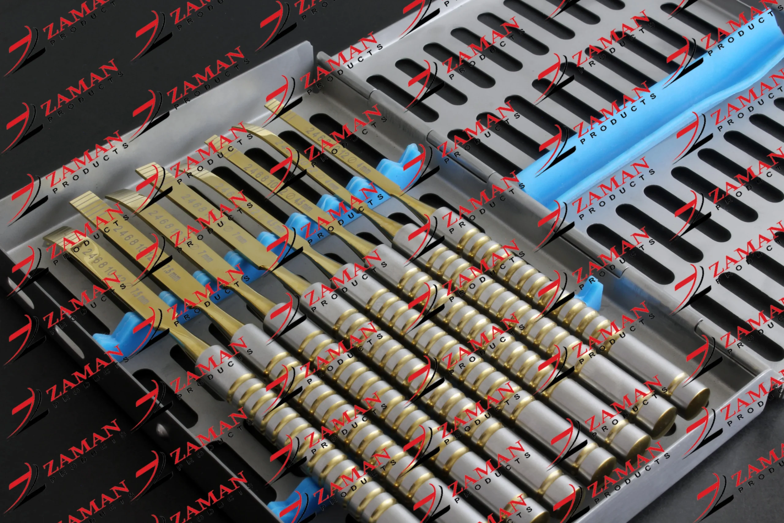 Ridge Splitting Bone Chisels Periodontal Gold & silver 8 PCs Set With Kit Dental - Image 5
