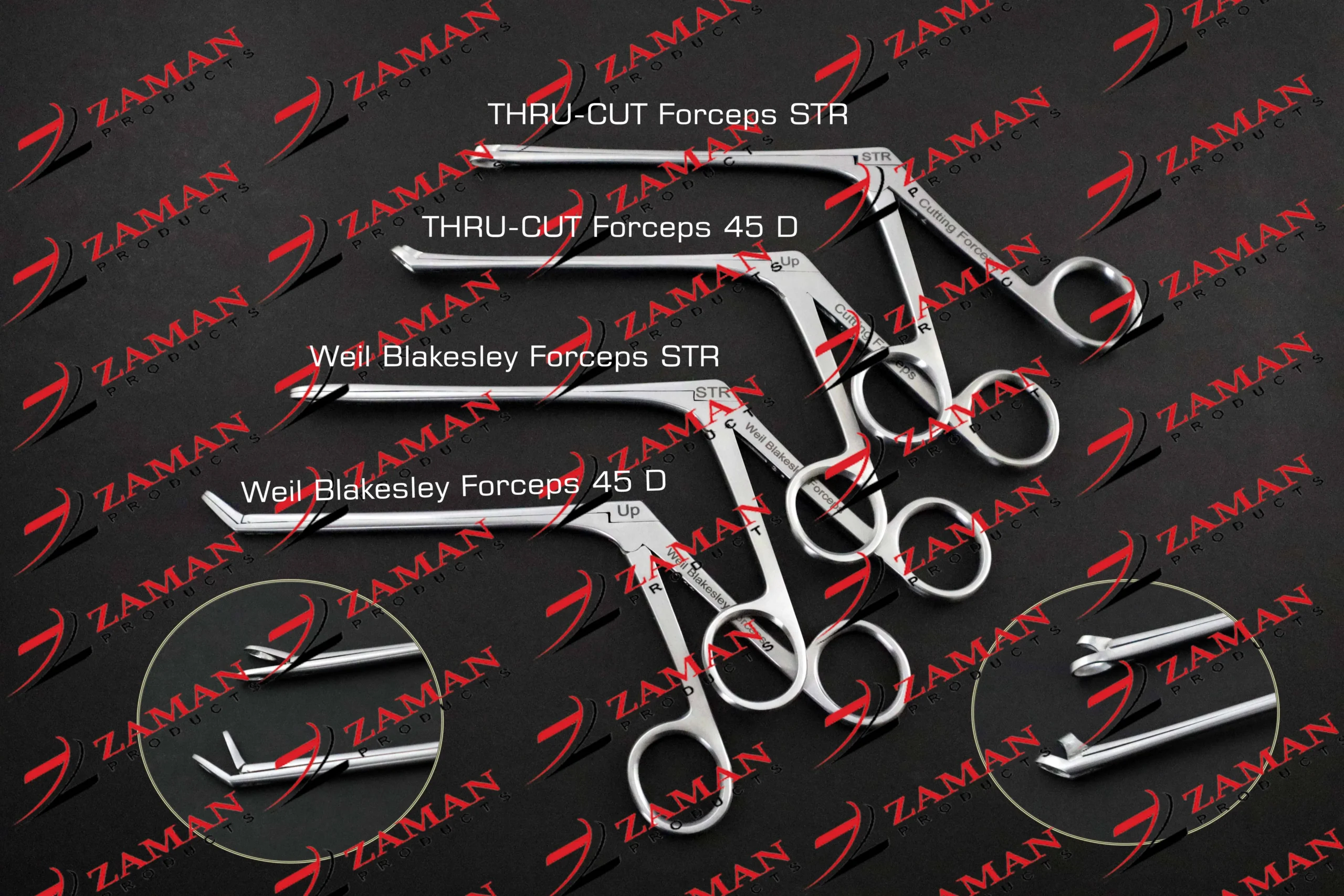 Weil Blakesley & Thru Cut Nasal Forceps Straight And 45 Degree 4 PCs Set