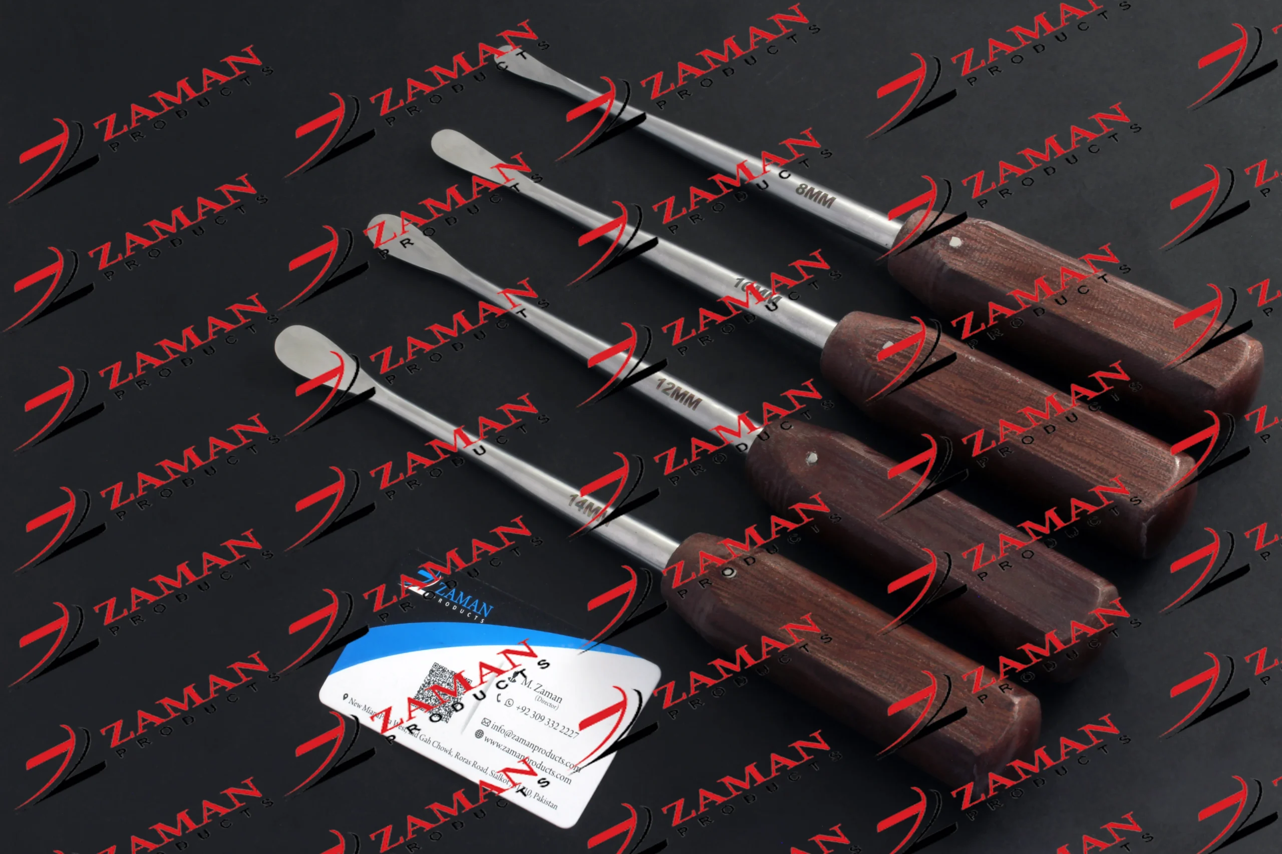 Cobb Spinal Elevator Fiber Handle 8mm 10mm 12mm 14mm 4 PCs Set By Zaman Products