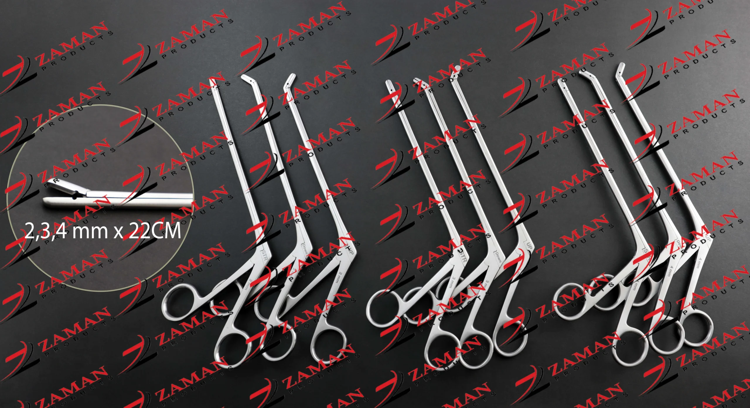 Laminectomy Intervertebral Disc Rongeur 9 PCs Set Up,Down,Straight 2,3,4mm 22 cm