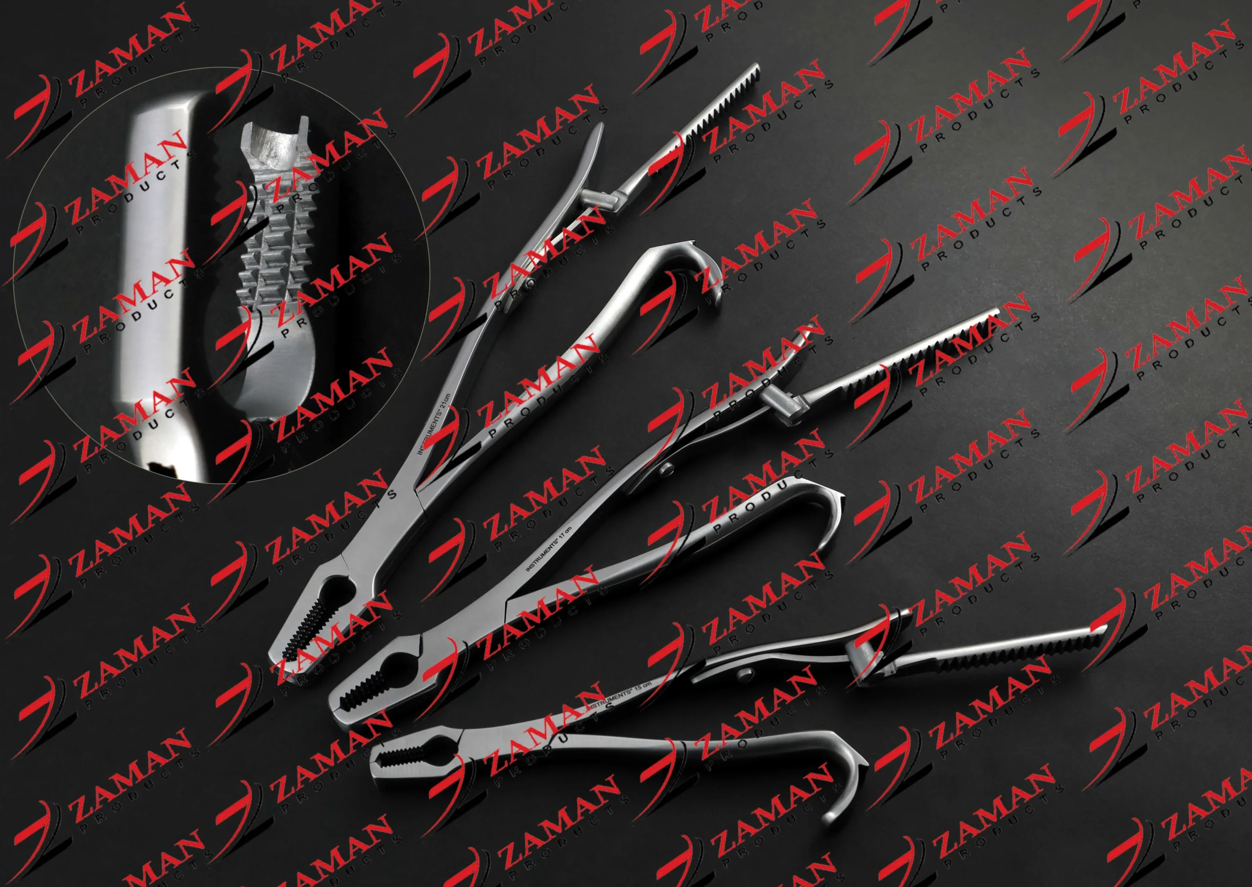 Kern Bone Holding Forceps 15,17,21 Cm 3 PCs Set With Ratchet Bar Orthopedic Instruments