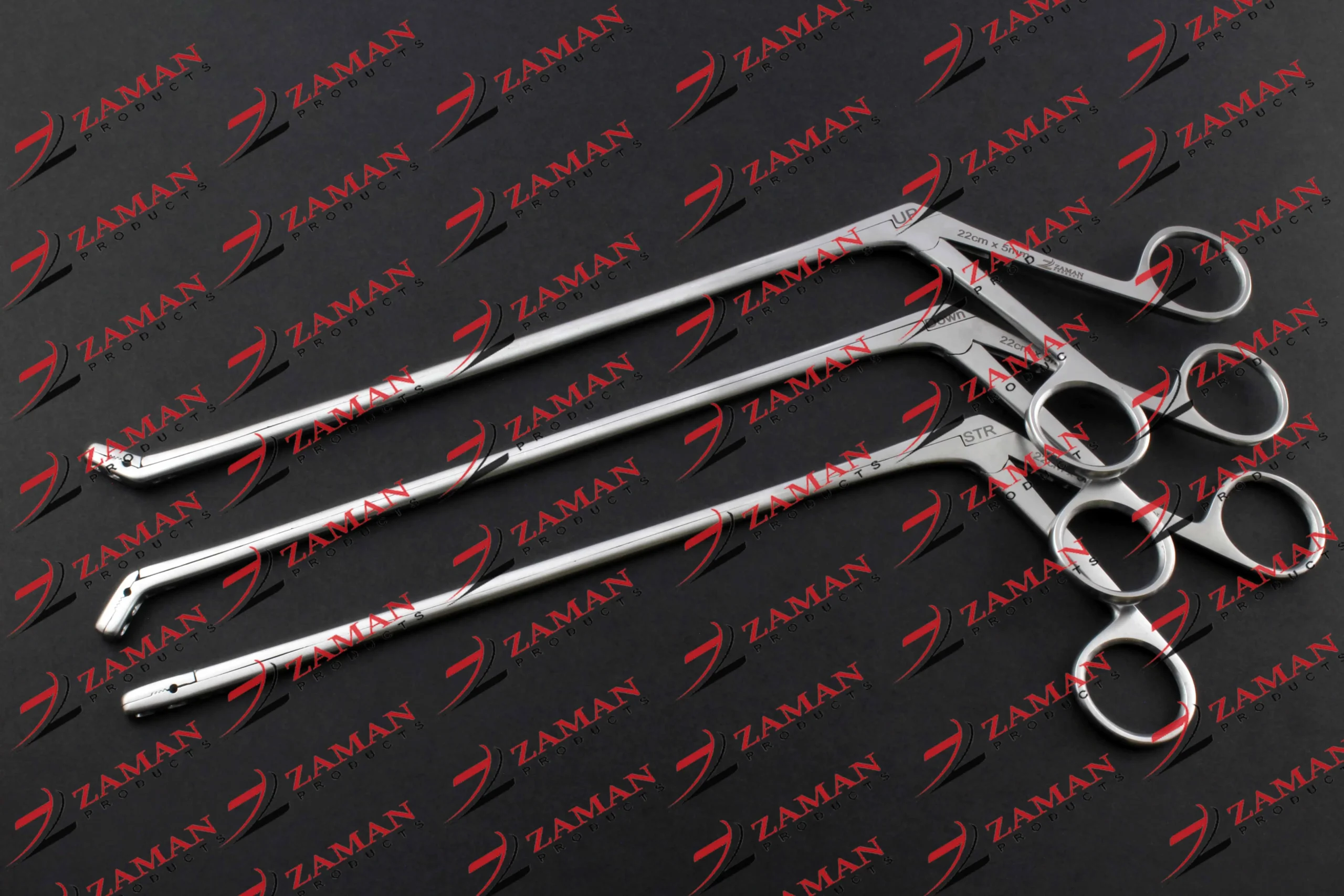 3pcs Laminectomy Intervertebral Disc Rongeur Set Down, Straight, Up 5 mm x 22 cm