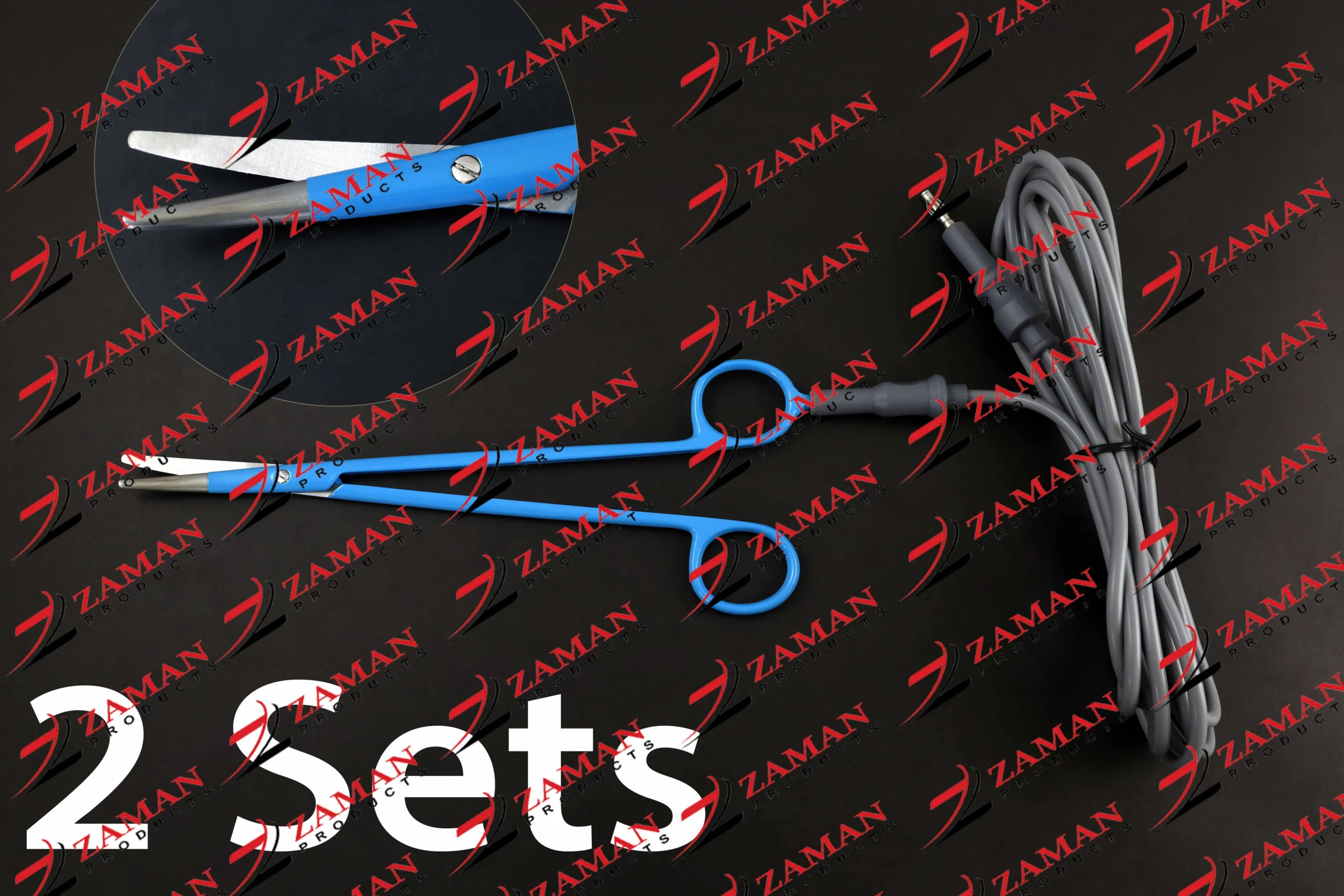 Monopolar Metzenbaum Scissors curved 7.5" 4mm connector and Silicon cord 3 meter 2 Sets